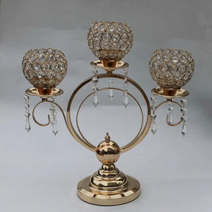 New arrival 43cm height 3-arms metal candelabras with crystal pendants-Candelabra-My Online Wedding Store