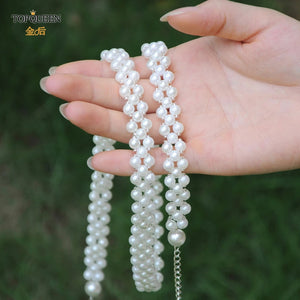 Pearls Wedding Dress Chain Belt Bridal Thin Beaded-Wedding Belt-My Online Wedding Store