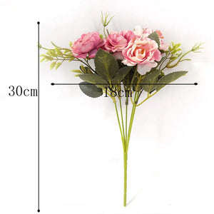 Peony Vintage Silk Artificial Flowers Small Rose-Bouquet-My Online Wedding Store