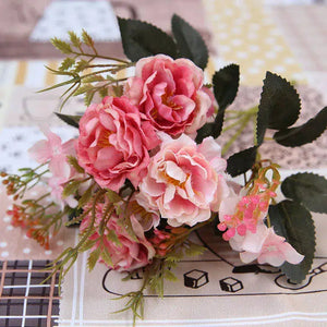 Peony Vintage Silk Artificial Flowers Small Rose-Bouquet-My Online Wedding Store