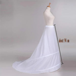 Petticoat with Train White 2 Hoops Underskirt-Bridal Accessories-My Online Wedding Store