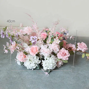 Pink Floral Arrangement Add Moon Shape Arch Stand Wedding Backdrop Flowers Row With Frame Shelf Event Banquet Stage Props-Floral Arrangements-My Online Wedding Store