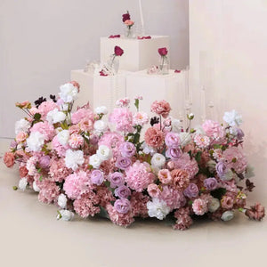 Pink Wedding Backdrop Floral Flower Row Arrangement-Floral Arrangements-My Online Wedding Store