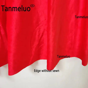 Pleated Wedding Table Skirt Tablecloths Banquets Red Velvet Rectangle-Linen-My Online Wedding Store
