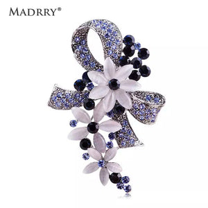Pretty Elegant Antique Silver Color Flower Brooches with Opal-My Online Wedding Store
