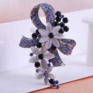 Pretty Elegant Antique Silver Color Flower Brooches with Opal-My Online Wedding Store