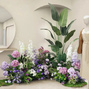 Purple Hydrangea Delphinium Floor Flower Wedding Backdrop-Floral Arrangements-My Online Wedding Store