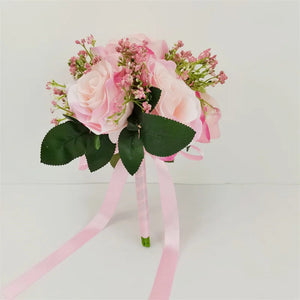 Red Bridesmaid Rose's Breath Bouquet-Bouquet-My Online Wedding Store