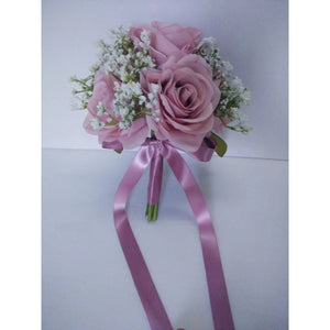 Red Bridesmaid Rose's Breath Bouquet-Bouquet-My Online Wedding Store