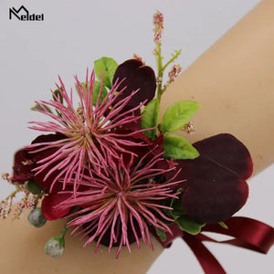 Red Flower Rose Boutonnieres & Bridesmaid Wrist Corsages-Boutonnieres-My Online Wedding Store