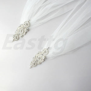 Rhinestone Bridal Shoulder Veil Cathedral Tulle Long Cape-Bridal Accessories-My Online Wedding Store