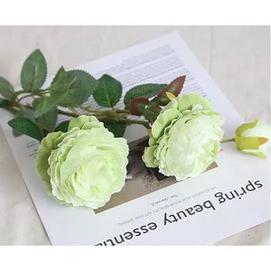 Rose Artificial Flowers 3 Heads Pink White Peonies Silk Flower-Bouquet-My Online Wedding Store