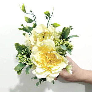 Rose Bouquet Artificial Peony Silk Flowers DIY Pink Hydrangea-Bouquet-My Online Wedding Store