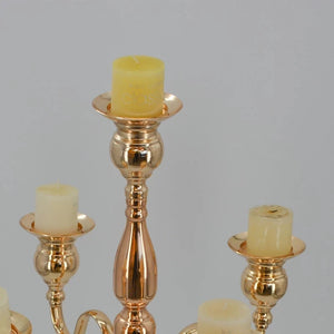 2/5/10pcs Candle Holders 5-arms Metal Gold Candelabras