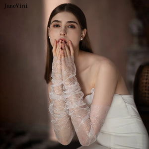 Elegant Ivory Bridal Gloves Fingerless Long Lace