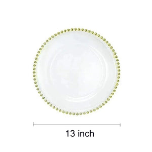 20pcs/50pcs Clear Plastic Charger Plates with Beads Rim