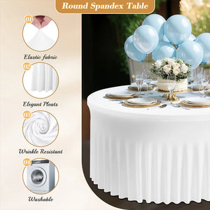 Polyester Elastic Tablecloth Cover Round Spandex Table Skirt