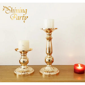 Shining Vintage Gold Metal Candle Holders, Table Centrepieces, Wedding Home Bar Decoration-My Online Wedding Store