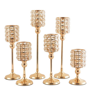 Shiny Crystal Candle Lantern Gold Candle Votives-Candlestick-My Online Wedding Store