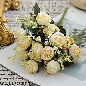Silk Bouquet Artificial Flowers 15 Heads Small Rose Bride Bouquet-Bouquet-My Online Wedding Store