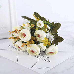 Silk DIY Daisy Camellia Artificial Flowers Small Rose-Bouquet-My Online Wedding Store