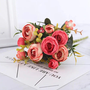 Silk DIY Daisy Camellia Artificial Flowers Small Rose-Bouquet-My Online Wedding Store
