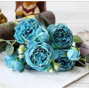 Silk Rose Peony Artificial Flowers Beautiful Flores Bouquet-Bouquet-My Online Wedding Store