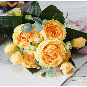 Silk Rose Peony Artificial Flowers Beautiful Flores Bouquet-Bouquet-My Online Wedding Store