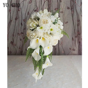 Silk Roses White Wedding Flowers Bridal Bouquet-Bouquet-My Online Wedding Store