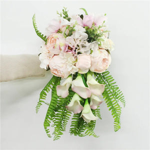 Silk Roses White Wedding Flowers Bridal Bouquet-Bouquet-My Online Wedding Store