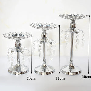 Silver Crystal Candle Holder Candlestick Table Centrepieces-Candelabra-My Online Wedding Store