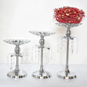 Silver Crystal Candle Holder Candlestick Table Centrepieces-Candelabra-My Online Wedding Store