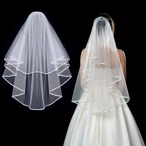 Simple Short Tulle Wedding Veils Two Layer With Comb-Bridal Accessories-My Online Wedding Store