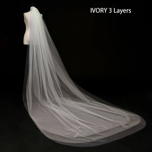 Simple Tulle White Ivory Two Layers Bridal Veils Ribbon Edge 75cm Short With Comb-Bridal Accessories-My Online Wedding Store