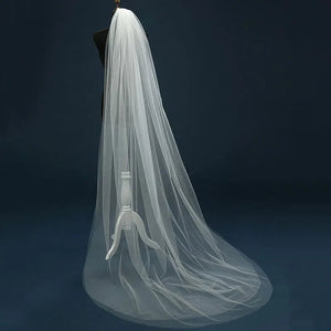 Tulle Sheer White Ivory Wedding Bridal Veil Cathedral-Bridal Accessories-My Online Wedding Store