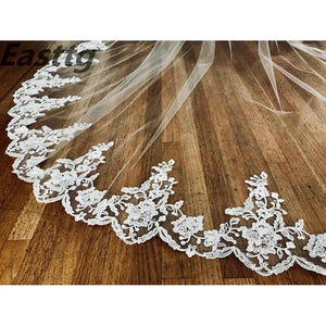 Veil 3m Long with Comb Lace Cathedral Bridal Veil-Bridal Accessories-My Online Wedding Store