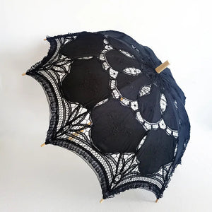Victorian Embroidery Flower Lace Parasol With Lace-Umbrella-My Online Wedding Store