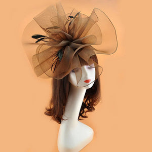 Vintage Bridal Flower Feather Fascinator Hats Bride Net-Fascinators-My Online Wedding Store