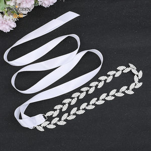 Wedding Belts for Bride Bridal Sash Silver Leaf Belt Dress-Wedding Belt-My Online Wedding Store