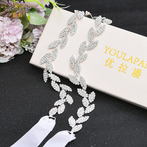 Wedding Belts for Bride Bridal Sash Silver Leaf Belt Dress-Wedding Belt-My Online Wedding Store