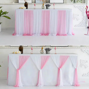 Wedding Tulle Tutu Table Skirt Pleated-Linen-My Online Wedding Store