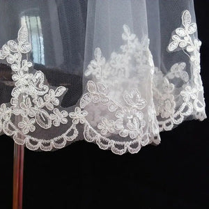 Wedding Veil With Comb Lace Appliques Tulle Bridal Veil Wedding Accessories-Bridal Accessories-My Online Wedding Store