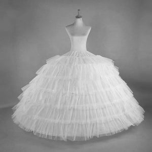 White 6 Hoops Big Petticoat Slips Tulle Skirts Long Puffy Crinoline Underskirt-Bridal Accessories-My Online Wedding Store
