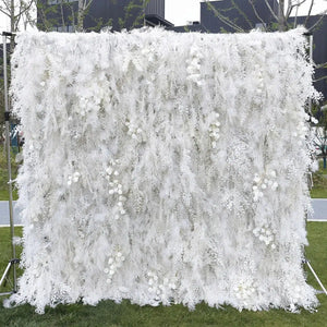 White Feather Reed Roll Up Fabric Wall Backdrop-Backdrops-My Online Wedding Store