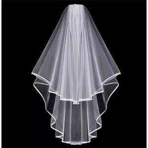 White Ivory Two Layer Short Wedding Veil-Bridal Accessories-My Online Wedding Store