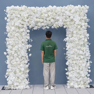 White Rose Hydrangea Orchid 's Breath Cloth Base Flower Arrangement-Backdrops-My Online Wedding Store