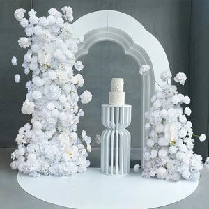 White Rose Orchid Pompom 5D Floral Arrangement Wedding Backdrop Arch-Floral Arrangements-My Online Wedding Store