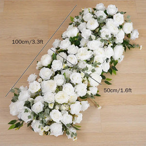 White Rose Peony Runner Round Arch Frame Floral Arrangements-Floral Arrangements-My Online Wedding Store