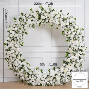 White Rose Peony Runner Round Arch Frame Floral Arrangements-Floral Arrangements-My Online Wedding Store