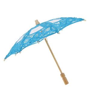 White Vintage Mini Cotton Lace Embroidered Sun Parasol Umbrella-Umbrella-My Online Wedding Store